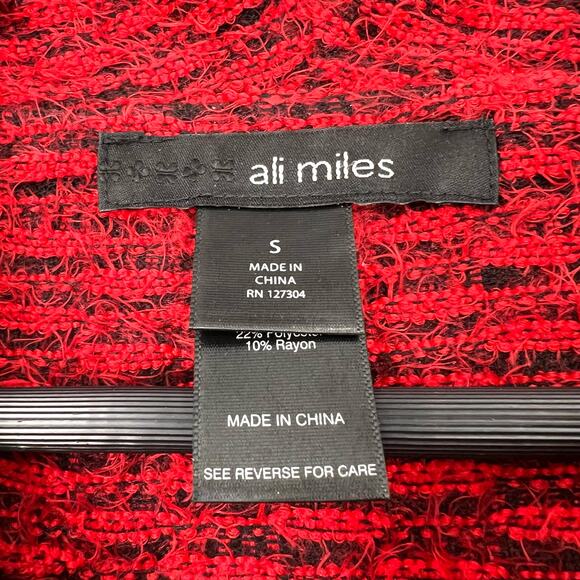 Ali Miles Sz Small Fuzzy Knit Red Sweater Blouse Shirt Top Wearable Art Holidays - Picture 2 of 9